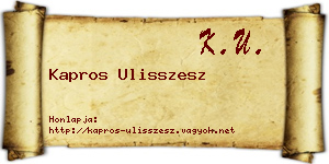 Kapros Ulisszesz névjegykártya